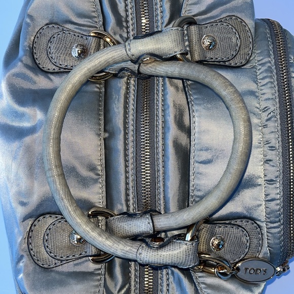 Authentic Vintage TOD’S Pashmy Small Satchel Handbag ~ In Grey Lizard/Nylon - Picture 16 of 16
